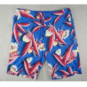 NEW Polo Ralph Lauren Blue Hawaiian Floral Spa Terry Sweat Shorts Mens L Classic